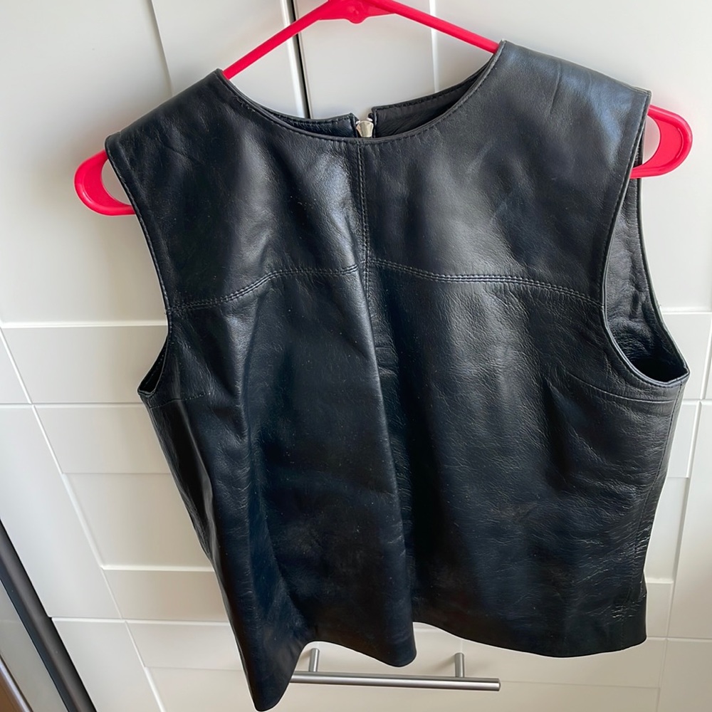 Women'sLeather Biker Vest Sleeveless Top Size 2
